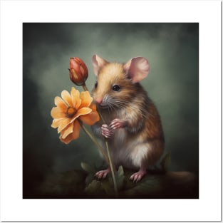 Mouse with Flower Posters and Art